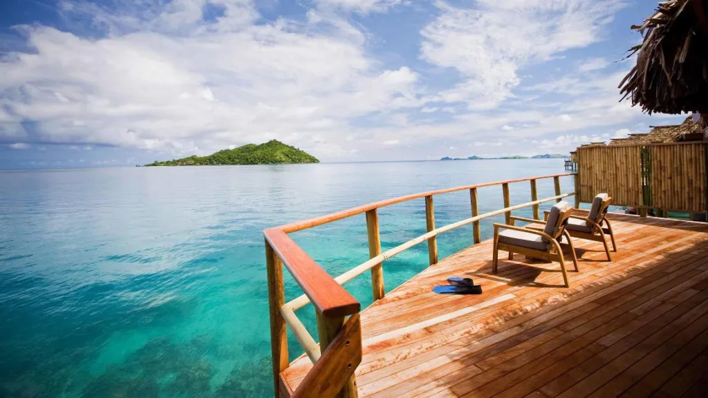 Likuliku Lagoon Resort overwater bungalow balcony
